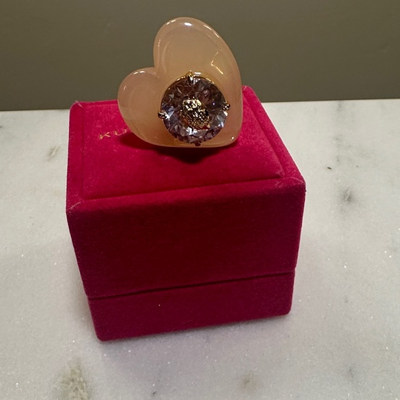 Kurt Geiger Pink Heart Ring with Crystal Detail - Picture 5 of 5